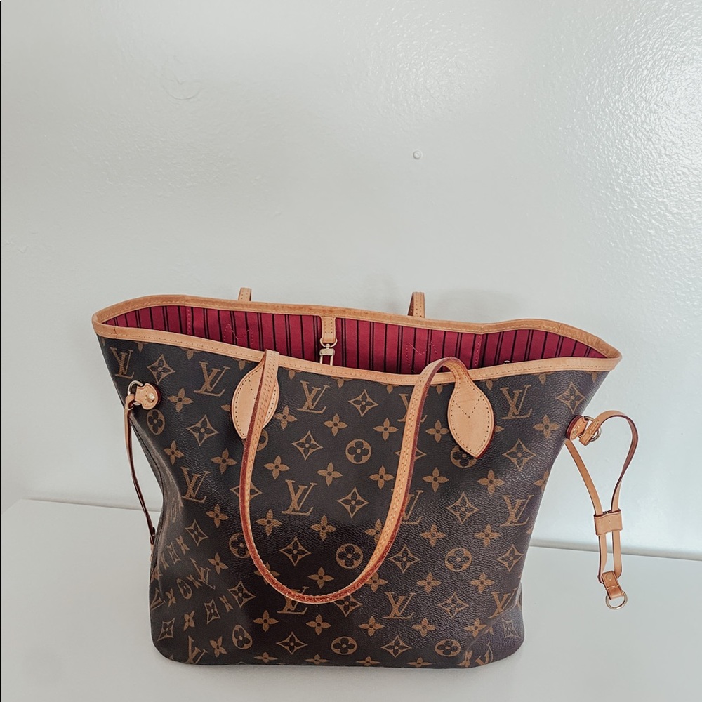 Louis Vuitton Brown Monogram Canvas Tote with Pink Interior